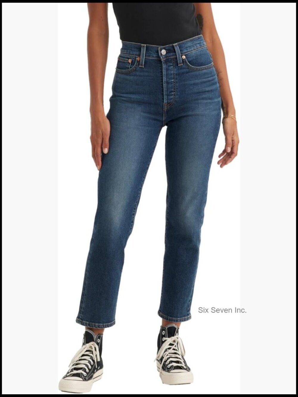 High Rise Wedgie Straight Jeans Snug Hip Thigh